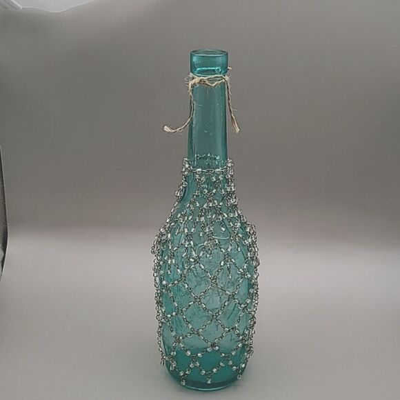 Decorative Light Blue Bottle with Clear Beads - Picture 4 of 4